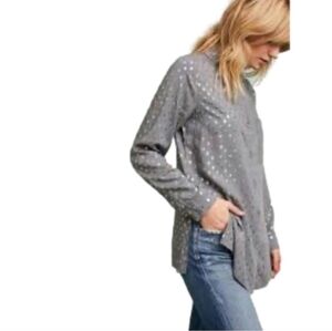 Anthropologie Monarc Button Down Polka Dot Long Sleeve Button Top Blouse Small